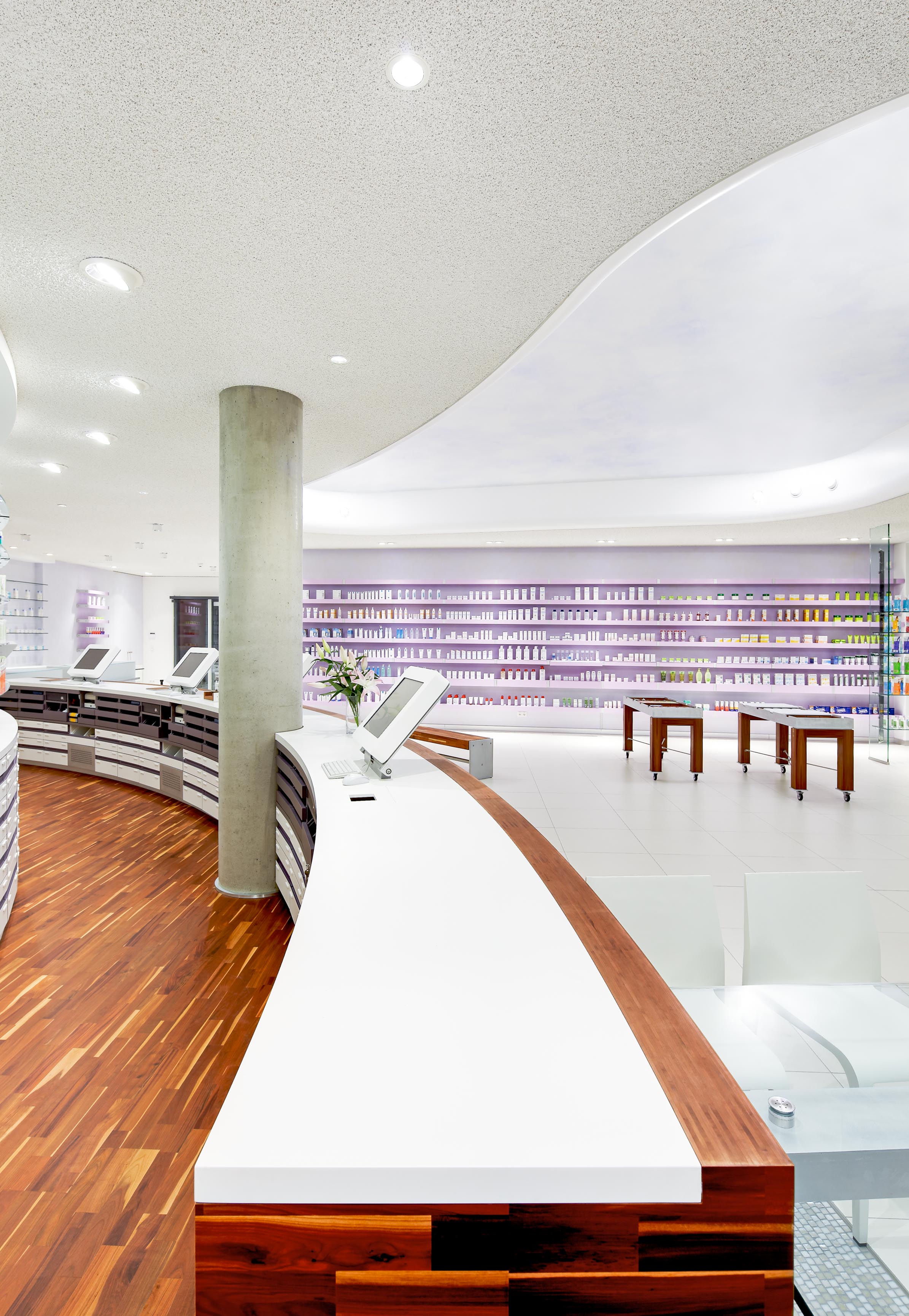 Prescription counter in plum wood