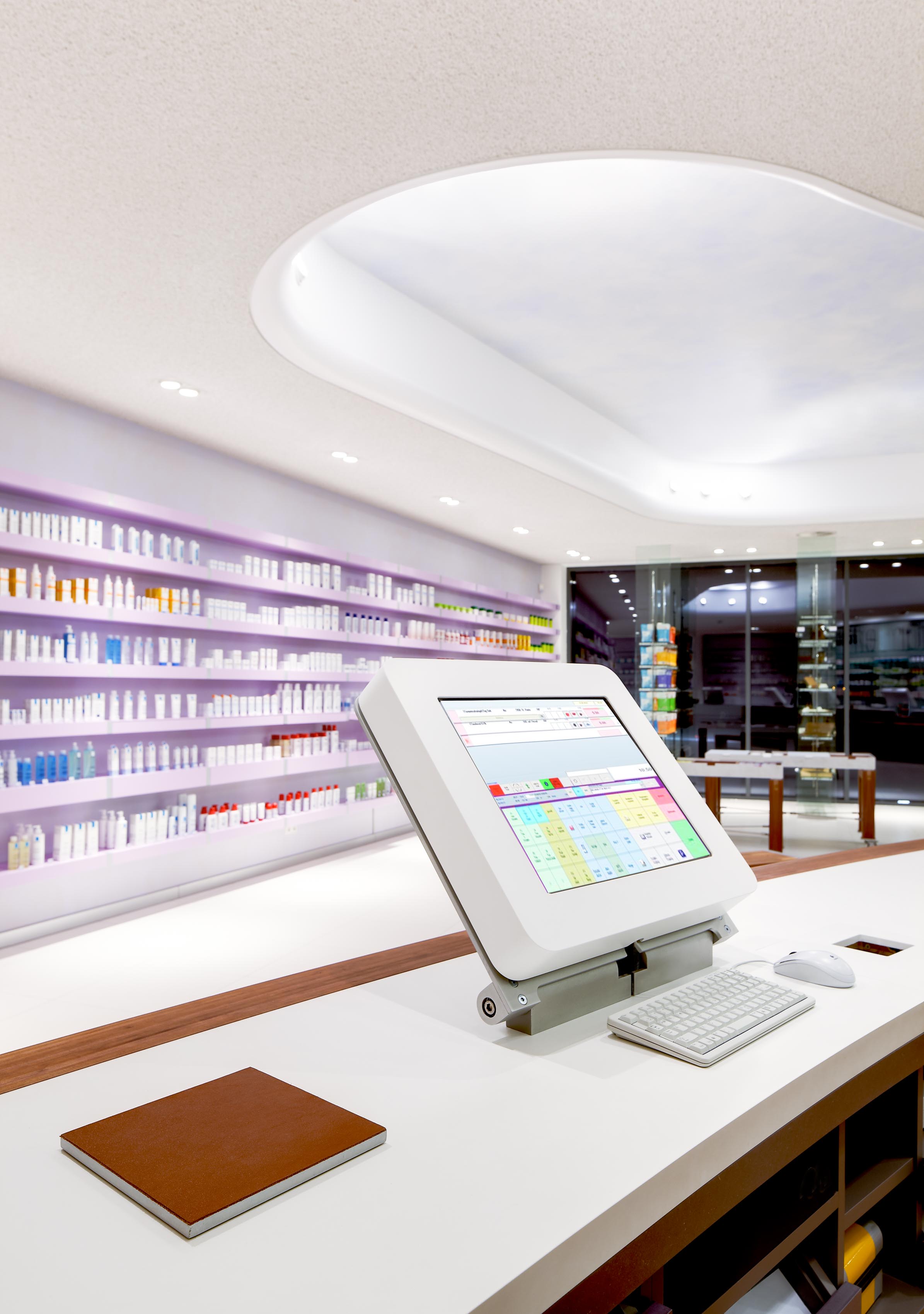 Designer checkout integrated into the prescription counter