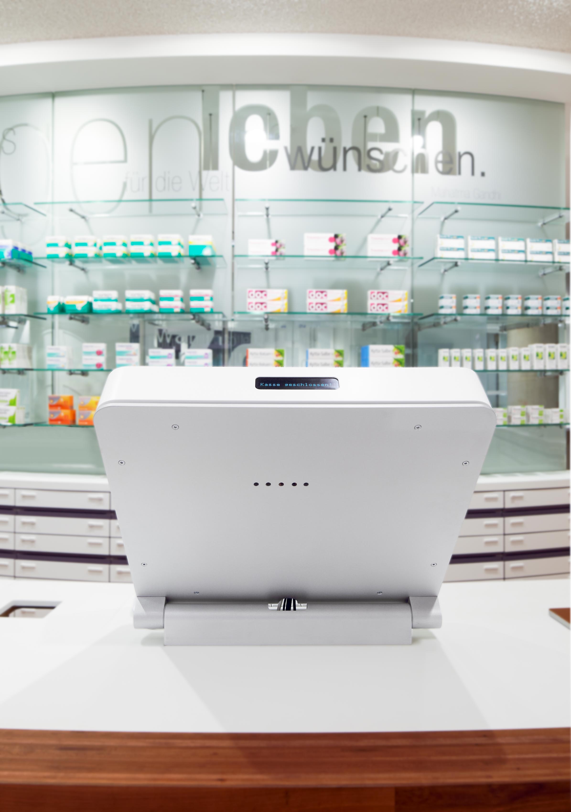 Designer checkout integrated into the prescription counter