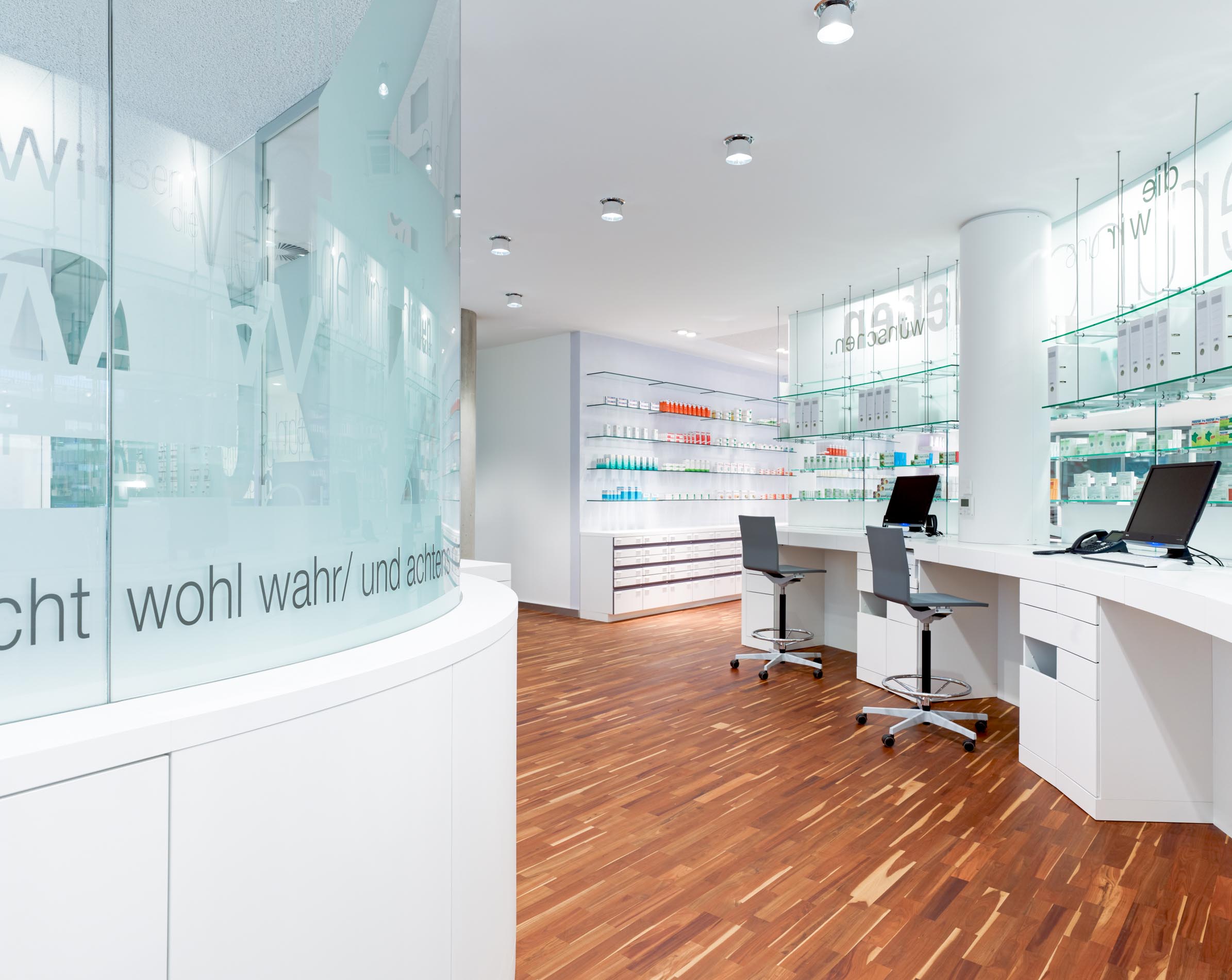 Workstations behind the medicine display