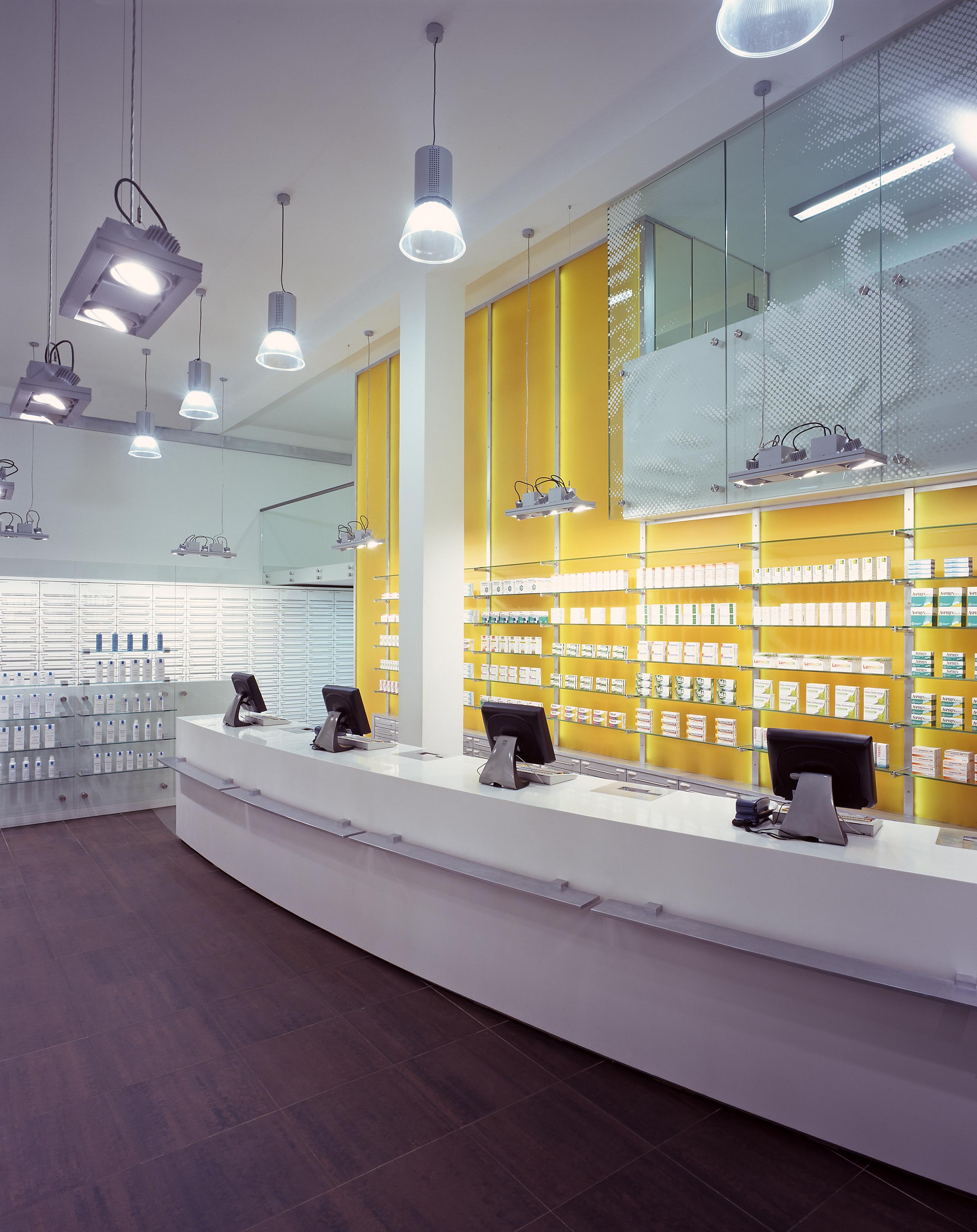 Prescription counter, medicine display and compounding laboratory